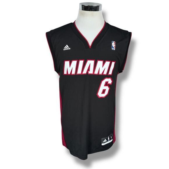 Adidas Miami Heat LeBron James #6 Jersey Men’s Small Red Black V-Neck Pullover - Picture 1 of 11